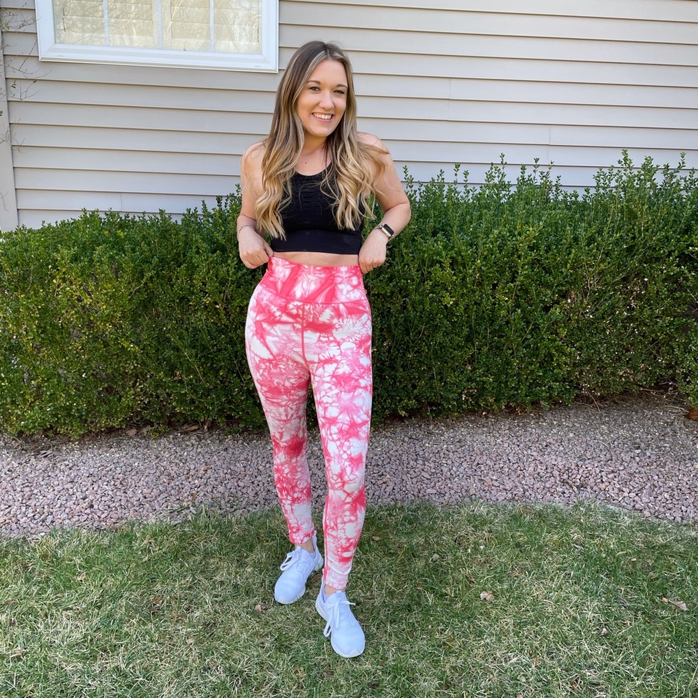 NWT- Coral Tie Dye Leggings